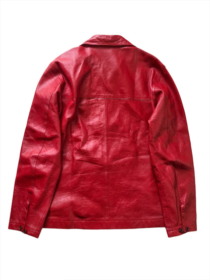 AAR Red Leather Zip Up