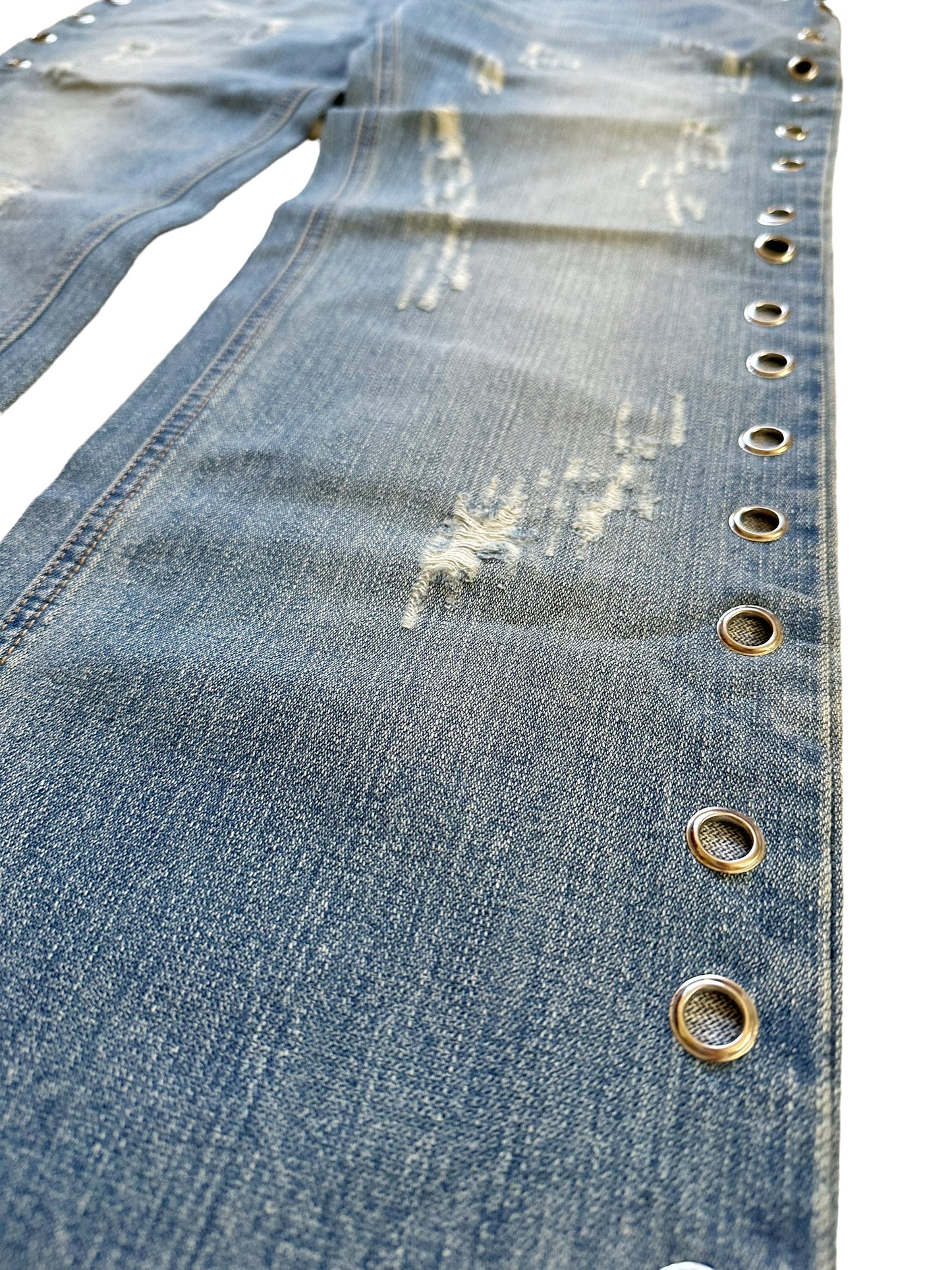 Eyelet Distressed Denim