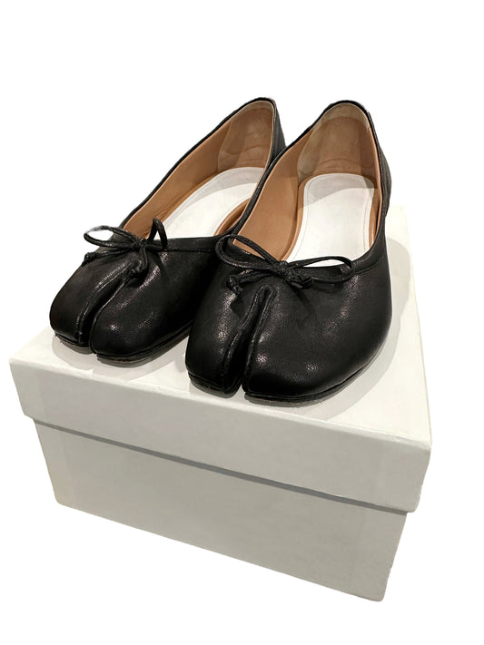 Leather Black Ballerina Tabi Heel