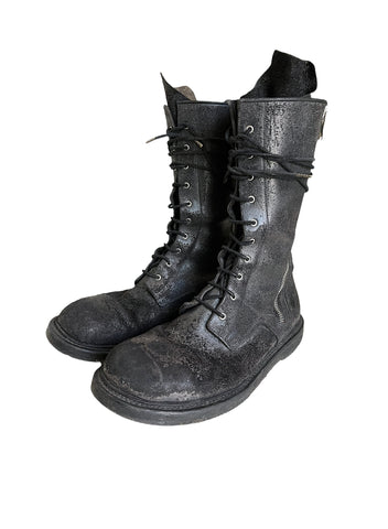 Double Zip Blistered Leather Combat Boot