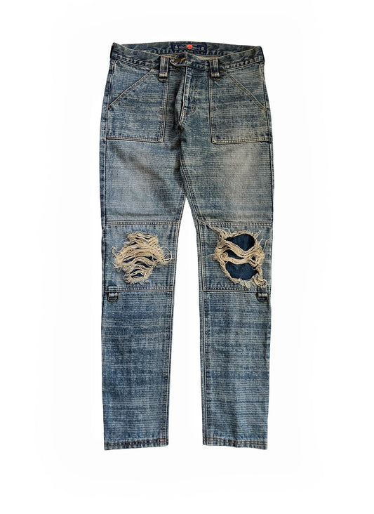 Distressed Moto Denim