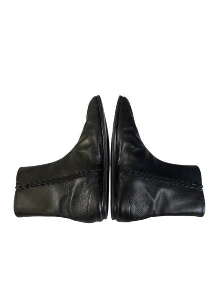 Flat Tabi Black Leather
