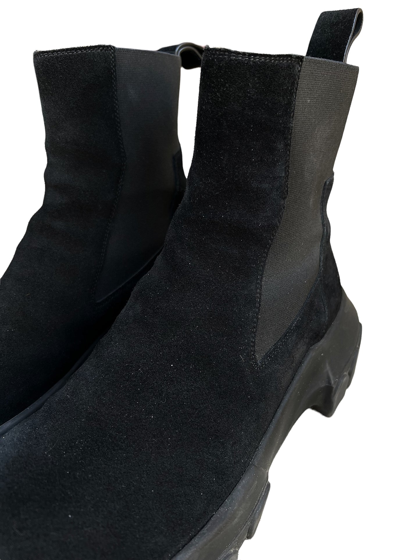 Black Suede Tractor Boot