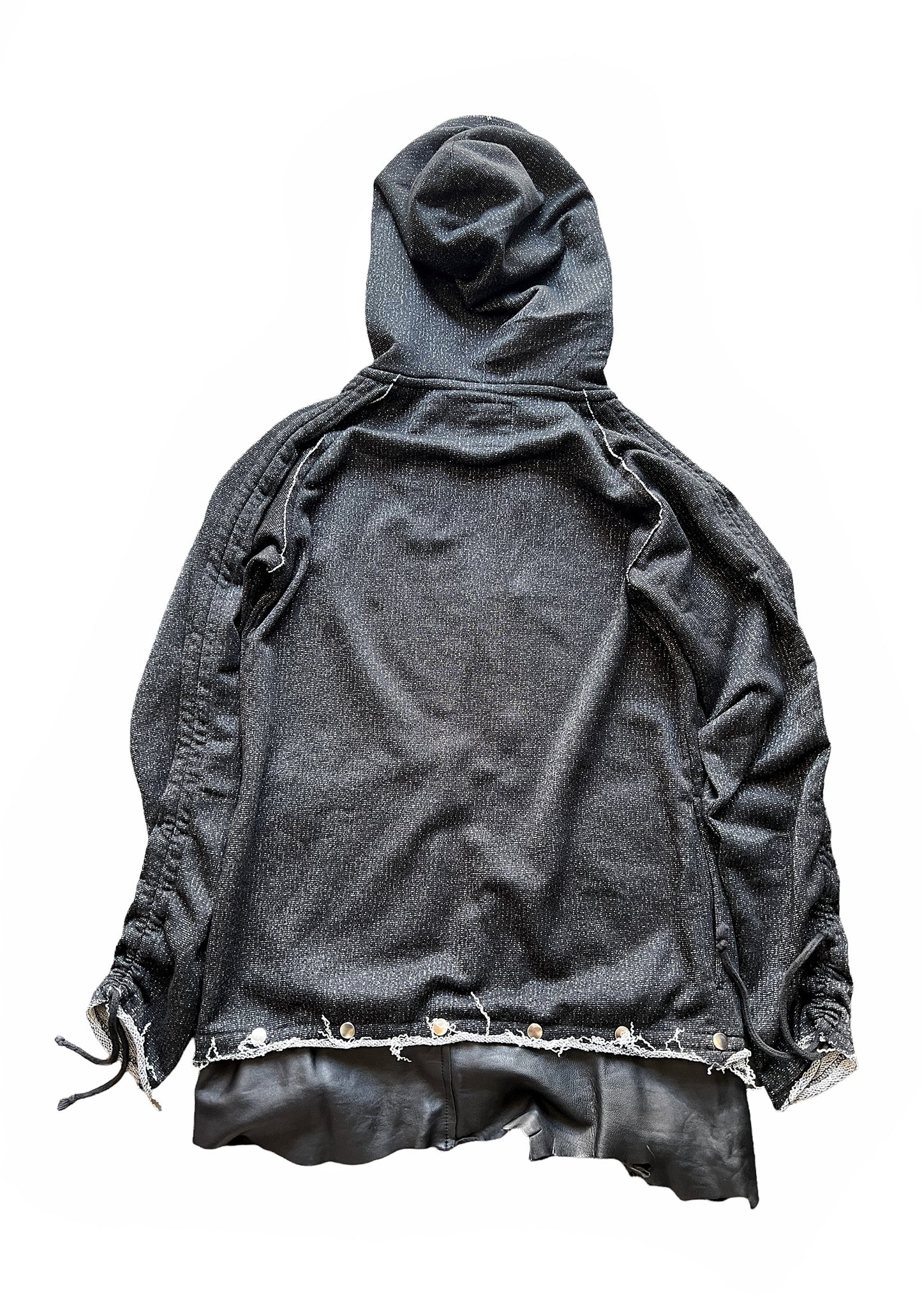 Thrashed Punk Leather Hoodie