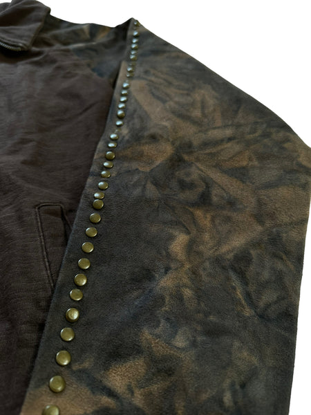Faux Suede Studded Punk Track Jacket
