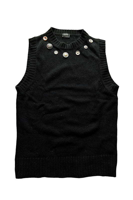 Cashmere Button Appliqué Vest