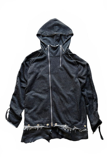 Thrashed Punk Leather Hoodie