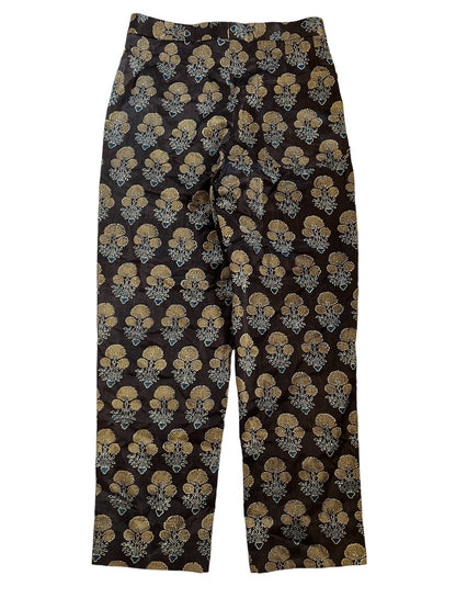 Silk Block Print Floral Trouser