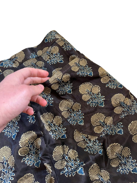 Silk Block Print Floral Trouser