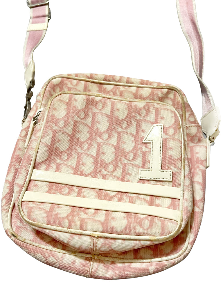 Vtg Christian Dior Logo Shoulder Monogram Crossbody Bag - Pink