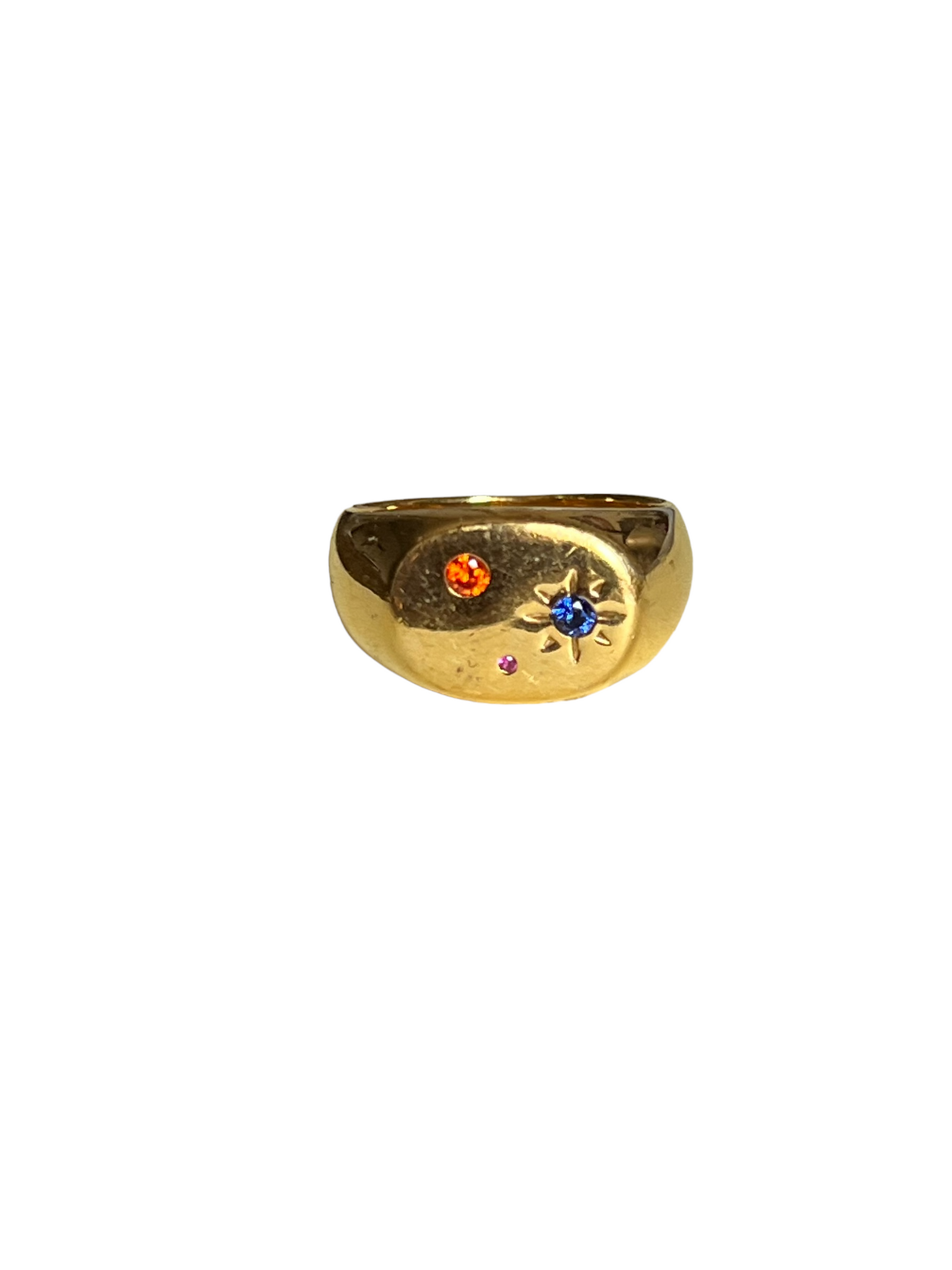 Mixed Gem Sterling Gold Pinky Ring