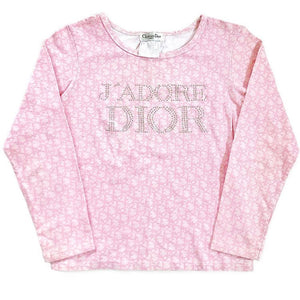 1990’s J’ADORE DIOR Pink Monogram and Crystals Logo Long Sleeve