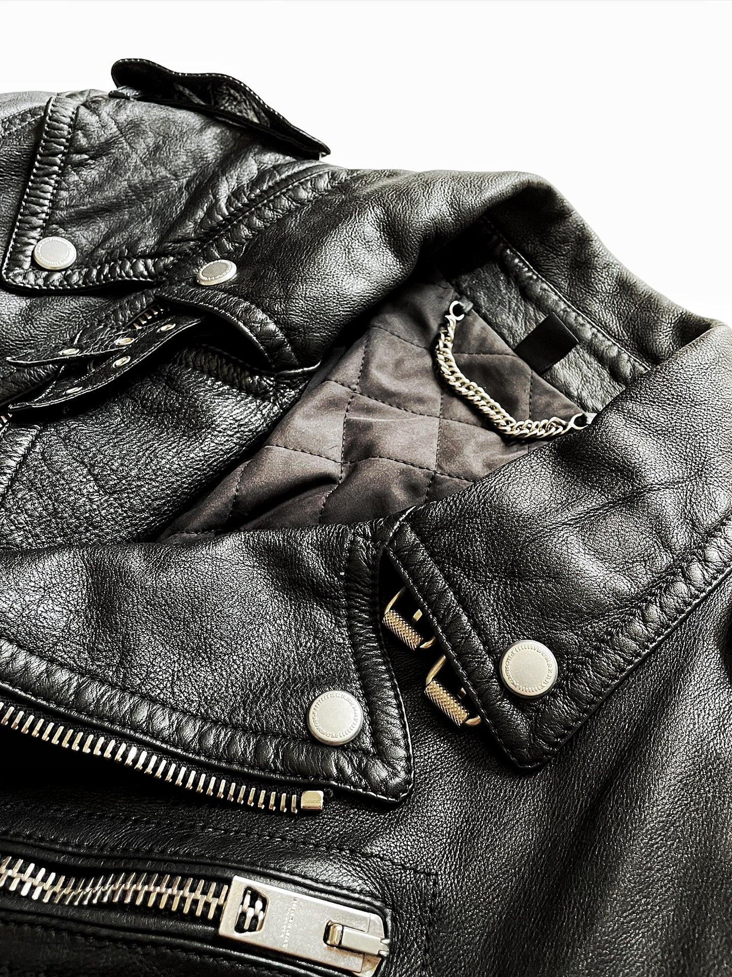 SS11 Long Leather Biker Coat