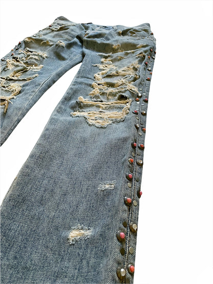 Runway Gem Studded Crash Denim