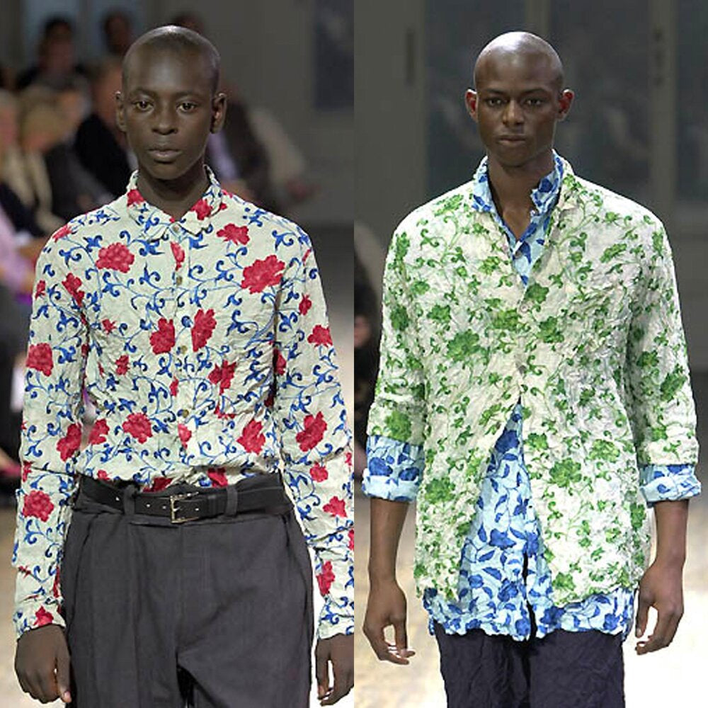 2001 Runway Crushed Silk Floral Shirt