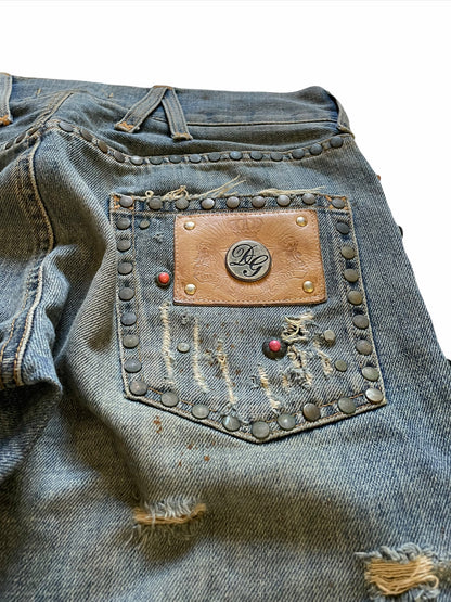 Runway Gem Studded Crash Denim