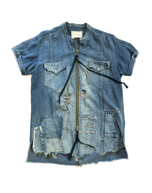 Sample Short Sleeve Denim Zip Up