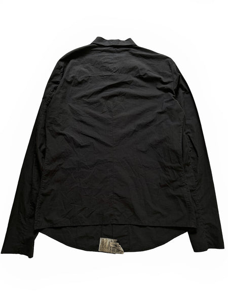 Black Cotton Cuff-less Shirt